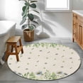 thumbnail image 3 of Round Rugs 3.3 Ft, Farmhouse Botancial Non Slip Area Rugs for Kitchen Bedroom Entryway, Pastoral Daisy Leaves Rustic Burlap Washable Carpet Runner Rug Floor Mats for Bedroom Home Decor, 3 of 8