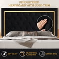 thumbnail image 3 of Dextrus Queen Size Bed Frame with Tall Button-Tufted Headboard, Luxurious Velvet Upholstery, Modern Platform Bed Frame with Gold Trim, No Box Spring Required - Black, 3 of 6