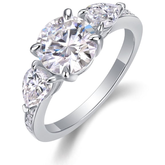 Exquisite 2 Carat Lab Created Moissanite Wedding Rings Women Round Cut D Color VVS1 925 Sterling Silver Diamond Rings Ideal Choice for Couple Parties Date Travel