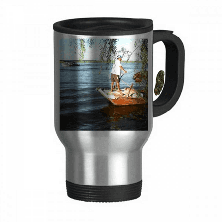 

Willow Fisherman Art Deco Fashion Travel Mug Flip Lid Stainless Steel Cup Car Tumbler Thermos