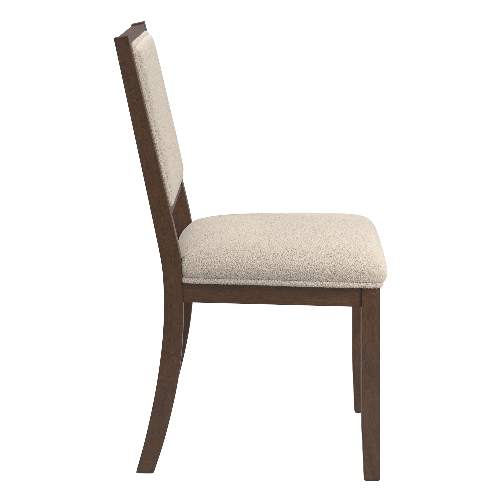 Weston Home Alta Wood Finish Cream Boucle Fabric Dining Chair, Set of 2, Walnut