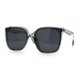 thumbnail image 4 of Womens Polarized Inset Lens Large Horn Rim Rectangle Boyfriend Sunglasses Slate - Black, 4 of 8