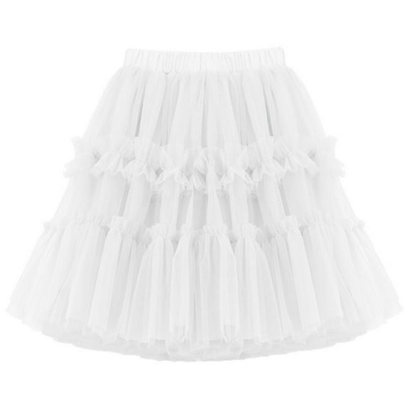 Girls Dresses Kids Baby Spring Summer Solid Ruffle Tulle Skirts Princess Skirts White Party Dress For Kid 11 Years-12 Years