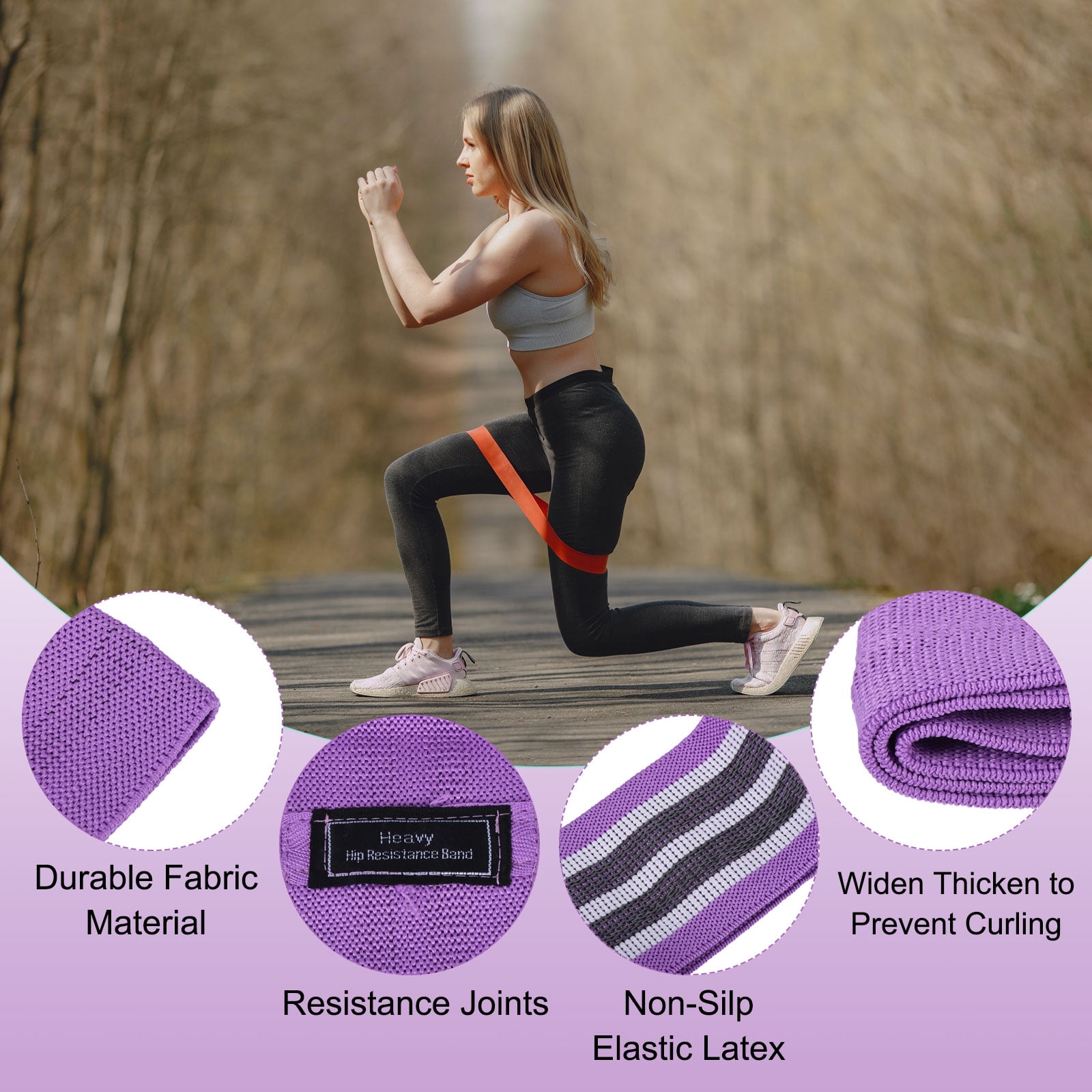 Uxcell 12Pcs Fabric Resistance Bands Booty Workout Bands Exercise Fitness Elastic Band for Women Men 3-Level (S/M/L)