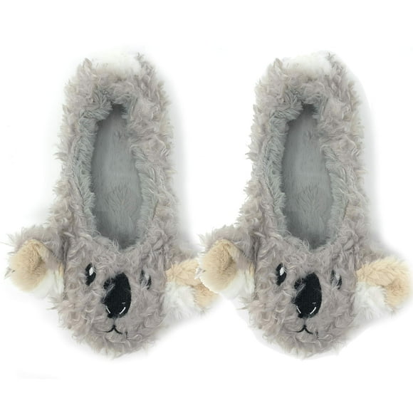 JYinstyle Women’s Travel Animail Plush Foldable Ballerina Slippers, Trip Funny Novelty Fuzzy Slippers, Cool Koala