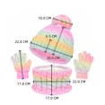 thumbnail image 3 of gcong 3-in-1 Hat Scarf Gloves Set for Kid, Winter Knitted Hat Scarf and Gloves Set for Kids with Pom Pom Beanie Gradient Color, 3 of 7