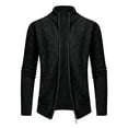 thumbnail image 3 of ZCFZJW Men's Full Zip Cardigan Sweater Fall Winter Solid Color Long Sleeve Slim Fit Cable Knitted Zip Up Sweater Lightweight Thin Jacket Coat Outwear Black M, 3 of 7