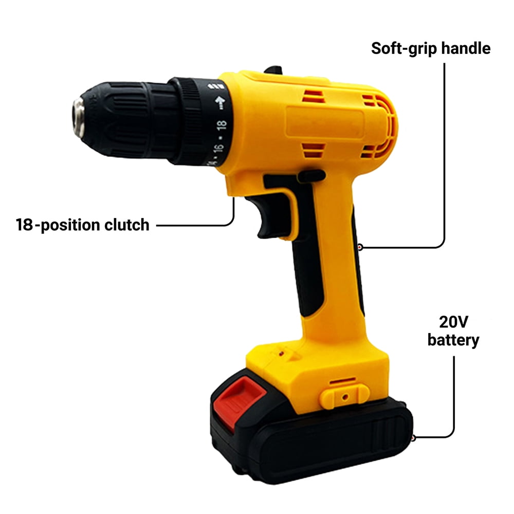 Powerbuilt 20V Lithium-Ion Cordless Drill 170 in lb Torque 18 POS Clutch- 692873