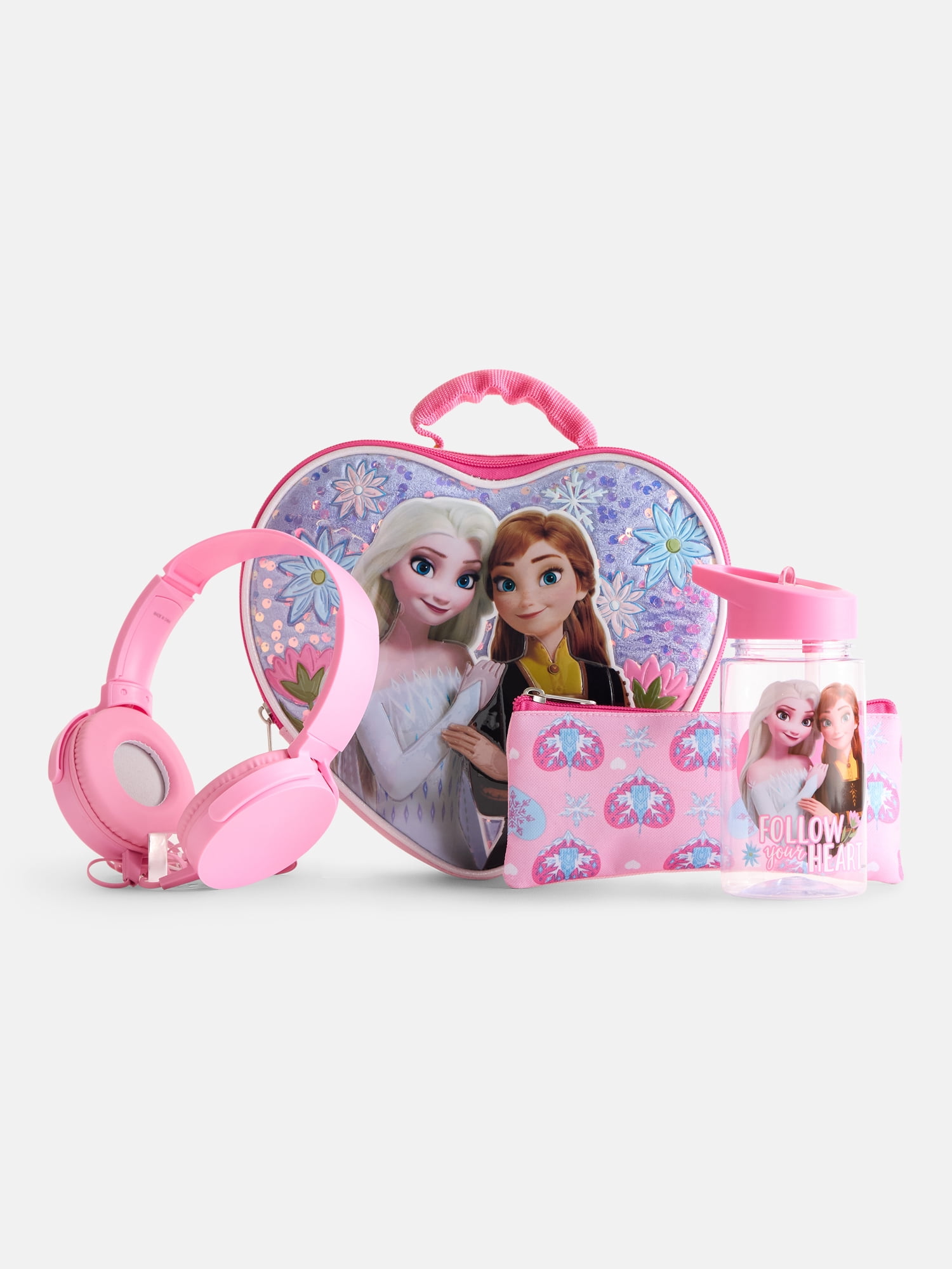Disney Frozen Elsa and Anna Sequined Backpack Set with Lunch Bag, 6 Piece