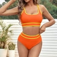 thumbnail image 2 of BUIgtTklOP Women's High Waisted Bikini Sets Sporty Two Piece Swimsuits Color Block Cheeky High Cut Bathing Suits, 2 of 6