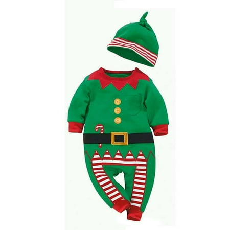

BULLPIANO Newborn Baby Boys Girls Christmas Outfits Romper Infant One Piece Christmas Clothes Jumpsuit with Hat 0-18Months