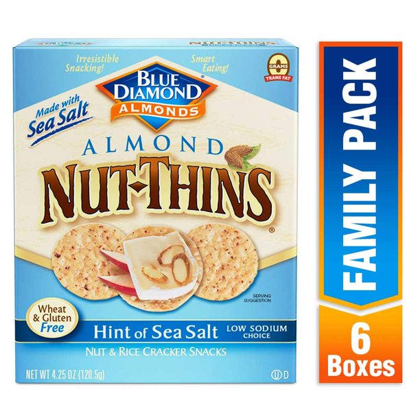 Blue Diamond Almond Nut Thins Cracker Crisps, Hint of Sea Salt, 4.25