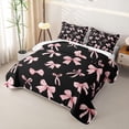 thumbnail image 3 of Manfei Kawaii Polka Dots Quilt Full For Girls,Cute Ribbon Bow Print Full Bedspread Sets For Princess,3 Pieces, 3 of 7