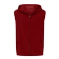 thumbnail image 3 of BADHUB Men's Sleeveless Muscle Hoodies Zip Up Workout Tank Tops Solid Color Gym Basic Summer Vest Red XXL, 3 of 5