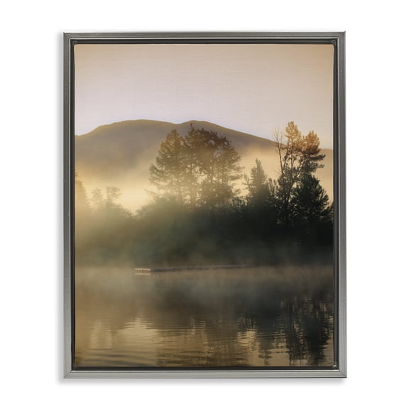 Stupell Industries Cottage Dock in Foggy Lake Gray Floating Frame Canvas Art, 25 x 31, by Carol Robinson