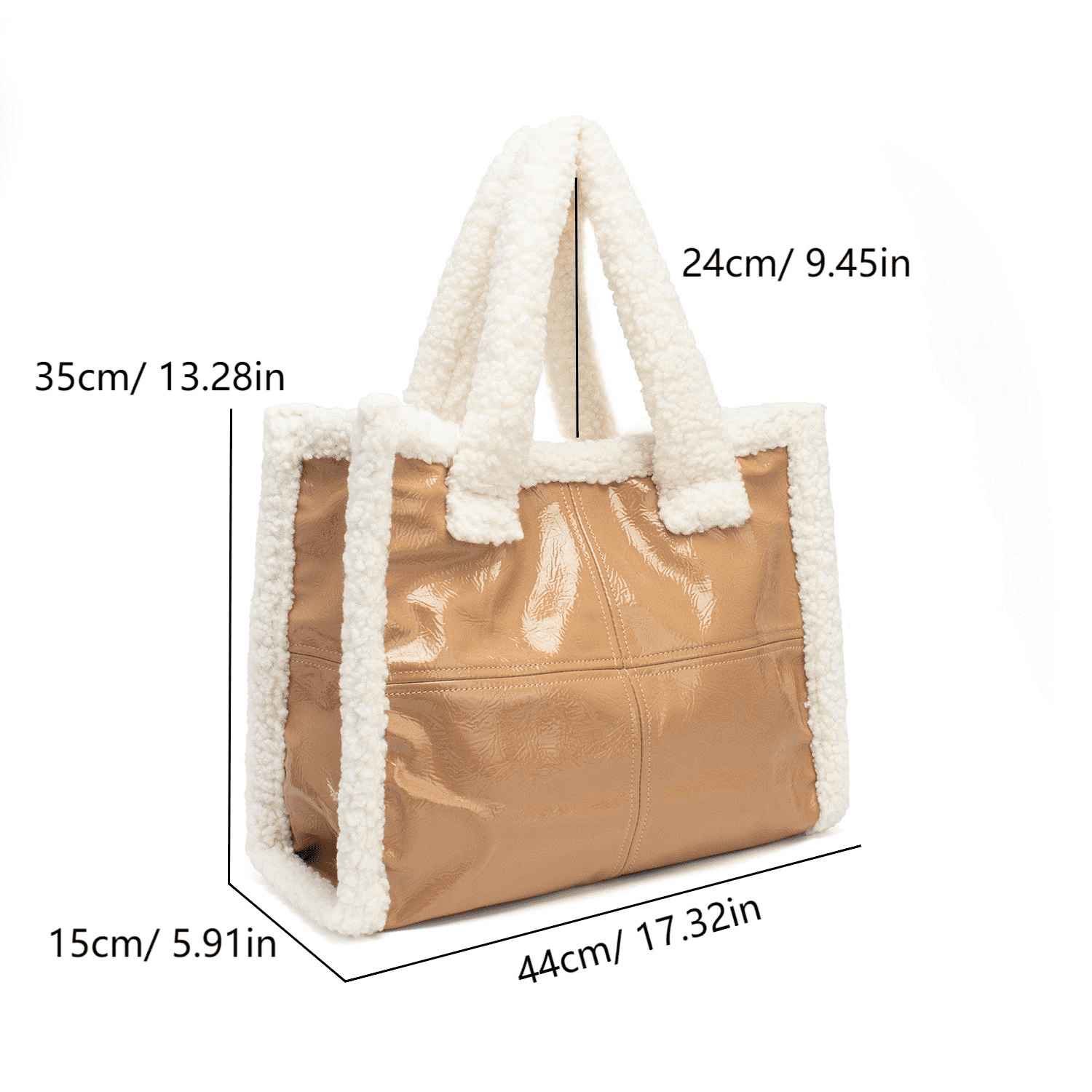 Sherpa Tote Bag for Women Large Faxu Fur Hobo Bag Shopper Purse Shearling Handbag with Top-handles