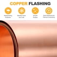 thumbnail image 3 of Copper Flashing, 32 Gauge 0.2mm Thickness 99.95% Pure Copper Sheet Roll, 3" Width x 6.5ft Metal Foil Plate for Roofing Repair, DIY Project, and Electricity, 3 of 7