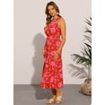 thumbnail image 4 of DARING DIVA Floral Midi One Shoulder Sleeveless Boho Dress XL Hot Pink, 4 of 6