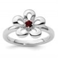 thumbnail image 4 of Auriga Fine Jewelry 925 Sterling Silver Polished Garnet Flower Ring for Women Size 8, 4 of 6