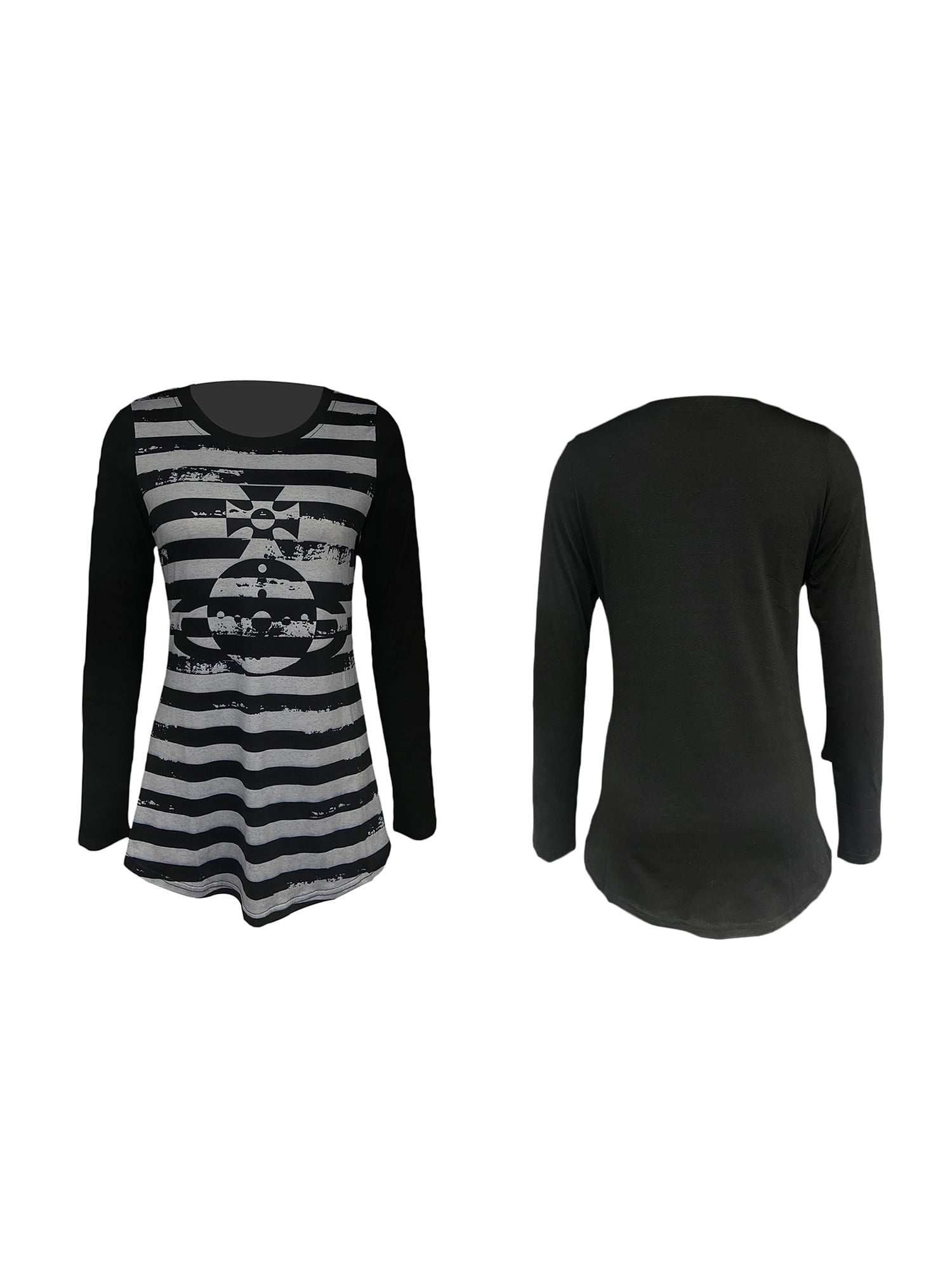 JYYYBF E-girl Gothic 00s Retro Grunge T-shirt Dark Academia Graphic Print  Striped Pullovers Tops Y2K Aesthetics Vintage Mall Goth Tees Black M