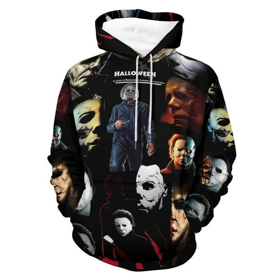 Michael Myers Hoodies for Men Women 3D Print Pullover Novelty Hooded Sweatshirt Hoodies with Big Pockets S