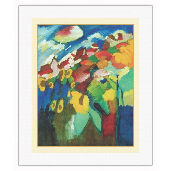 Murnau Garden (Garten) - From an Original Color Painting by Wassily (Vasily) Kandinsky c.1910 - Fine Art Rolled Canvas Print (Unframed) 16in x 20in