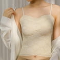 thumbnail image 4 of SMihono Lace Bralette for Women Adjustable Spaghetti Strap Tank Top Wavy Trim V Neck Wireless Push up Padded Bra Beige 6, 4 of 6