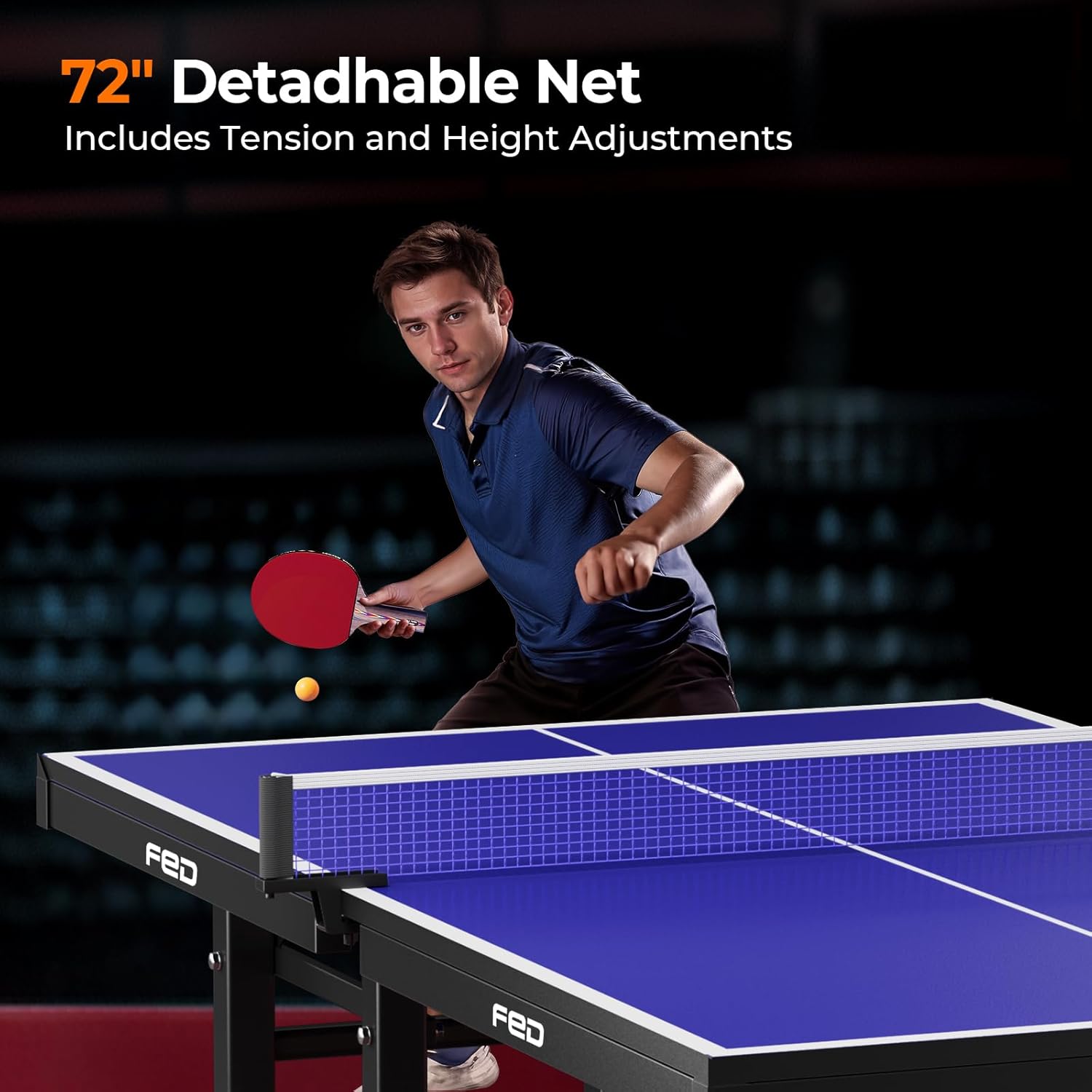 Ping Pong Table, 16mm Thick Tabletop Professional Table with Quick Clamp Net and Paddle, Tournament Quality, 10 Minute Easy Assembly, Weatherproof Indoor & Outdoor
