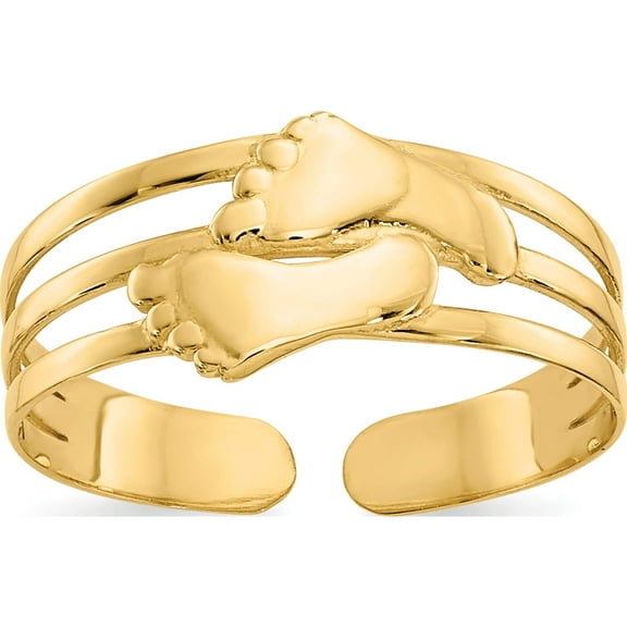 14K Yellow Gold Bare Feet Toe Ring Made In United States r565