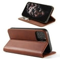 thumbnail image 3 of Leather Wallet iPhone 14 Pro Case (Brown) Magnetic Folio Card Slot Holder Flip Kickstand Shockproof Cover, 3 of 5