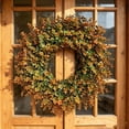 thumbnail image 3 of Leutsin Fall Wreath for Front Door, 18" Large Artificial Boxwood Leaves Outdoor Autumn Wreath for Home, Farmhouse Wall Porch Window Thanksgiving Day Harvest Festival Decor, 3 of 7