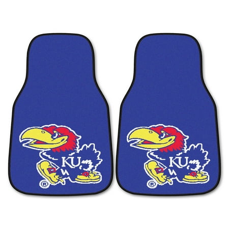 Kansas Jayhawks Mat - NCAA University of Kansas Jayhawks 2-PC Set of Front Carpet Car Mats, Universal Size