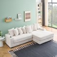 thumbnail image 7 of 114" Corduroy Sofa with Cup Holders & Storage, L Shaped Sleeper Cloud Couch Set w/Reversible Chaise Lounge, Living Room Oversized Upholstered SofaBed for Apartment, Easy Assembly, Beige, 7 of 7