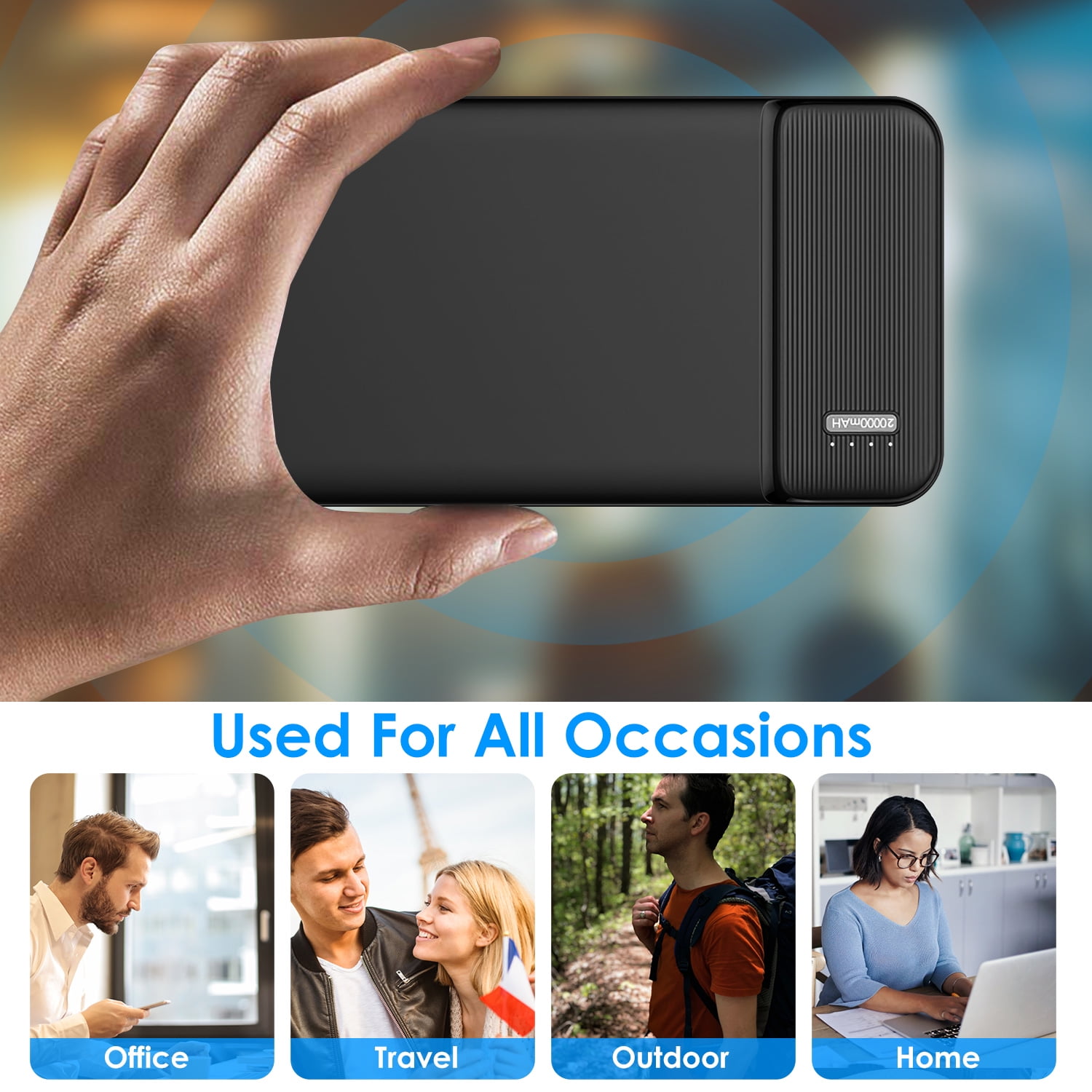 20000mAh Portable Power Bank PD22.5W Fast Phone Charger External Battery Pack with 1 Micro USB Twin USB Ports 1 Type-C Port Fit for Most Phone Tablet Laptop