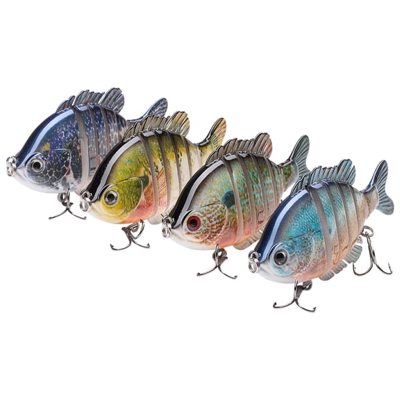 Bassdash SwimPanfish Multi Jointed Panfish Bluegill Swimbaits Hard Topwater Bass Lures Fishing Lure Crank Saltwater 3.5in/0.85oz,Pack of 4 Colors (BPRL)