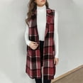 thumbnail image 2 of Weiqiqre Womens Fall Fashion Flannel Plaid Sleeveless Long Single Breasted Casual Fashion Jackets With Pockets, 2 of 5