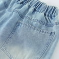 thumbnail image 6 of ITSAME Girls Denim Shorts, Stylish Bow Hem Slit Elastic Waist Summer Casual Loose Jean Shorts Blue 5T, 6 of 9