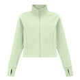 thumbnail image 5 of HAOTAGS Big Girls Performance Track Jacket（3-15）, Zip-Up Long-Sleeve Stand-Collar Sports Top for Yoga/Running Green 11-12Years, 5 of 7