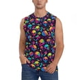 thumbnail image 2 of Fotbe Men's Skull rainbow color mushroom Print Men's Sleeveless Muscle Tank Tops Casual T-Shirts for Gym Workout Beach-3X-Large, 2 of 8