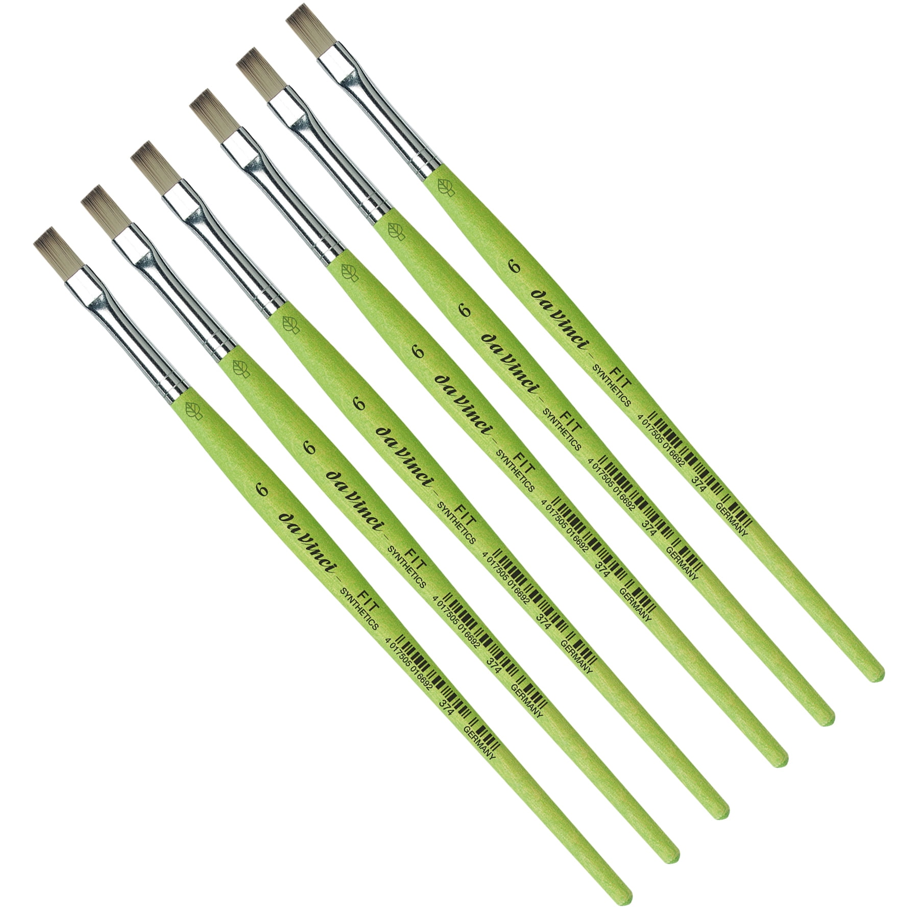 da Vinci FIT Synthetics Student Brush, Synthetic, Acrylic & Tempera, Flat, Series 374, Size 6, Pack of 6