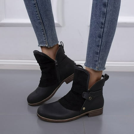 

Womens Boots Zipper Plus Women s Size Boots Ankle Belt Heel Fashion Buckle Boots Women s Boots Black 7 Boots for Women