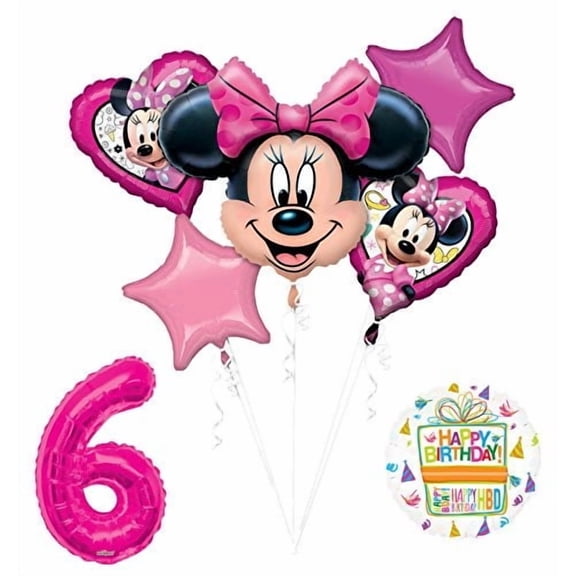 NEW Minnie Mouse 6th Birthday Party Supplies Balloon Bouquet Decorations
