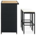 thumbnail image 2 of vidaXL 3 Piece Bar Set Poly Rattan Black, 2 of 5