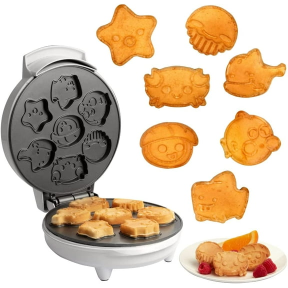 Waffle Wow Sea Creature Mini Waffle Maker- Create 7 Different Ocean Animal Shapes in Minutes, Make Breakfast Fun and Cool for Kids & Adults w Novelty Aquatic Pancakes- Electric Non-Stick Waffler Iron
