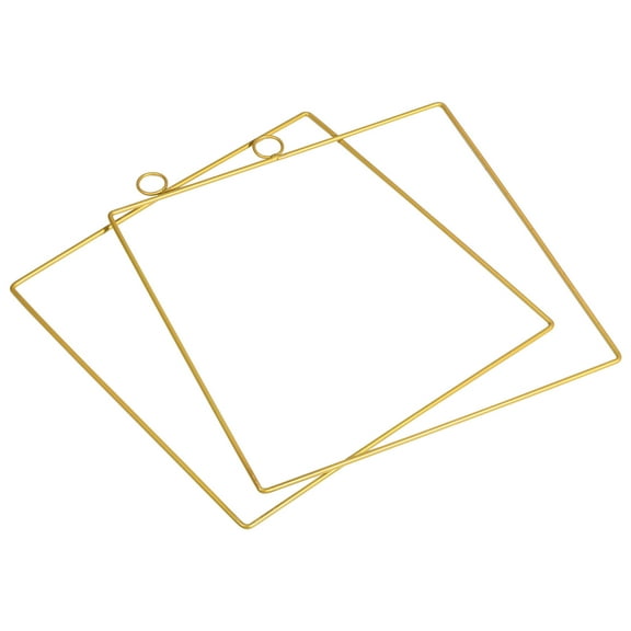 Uxcell 12" Square Metal Floral Hoop Frame Macrame Ring Wreath, Gold Tone 2 Pack