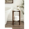 thumbnail image 3 of Kate and Laurel Moxley Transitional Round Side Table, 16 x 16 x 22, White Marble and Walnut Brown, Tiered Pedestal Table with Authentic Marble Tabletops for Bedroom Nightstand or Indoor Plant Stand, 3 of 11