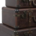 thumbnail image 5 of DecMode 18" x 6" Brown Faux Leather Nesting Upholstered Trunk with Vintage Gold Accents and Studs, 3-Pieces, 5 of 17