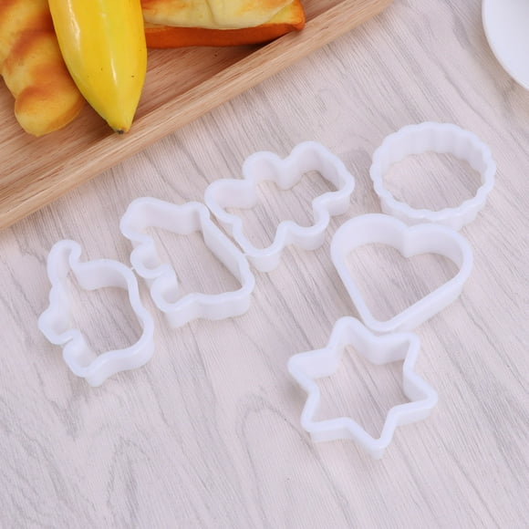Milisten 6Pcs White Plastic Cookie Cutters Set for Baking Christmas Birthday and Party Treats