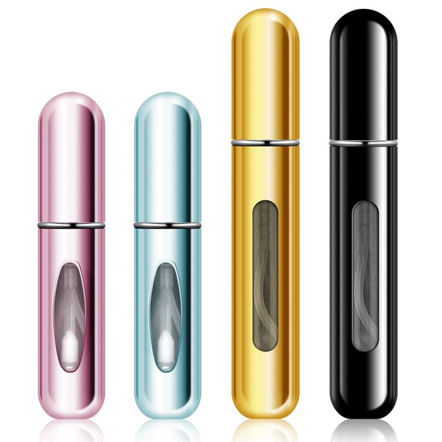 4 PCS Refillable Perfume Atomizer Bottle, Mini Spray Bottles, Small Pocket Perfume Bottle, Scent Pump Case, Portable Empty Perfume Container for Travel(5ml+8ml)