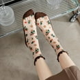 thumbnail image 4 of Vintage Sheer Socks,Summer Transparent Flower Ankle Socks,Thin Mesh Lace Elastic Jacquard Glass Silk Socks, 4 of 7